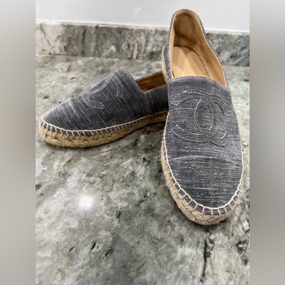 CHANEL Espadrilles Espadrille flats BRAND NEW Size 41 Size 10 Blue Grey Suede - Picture 2 of 11